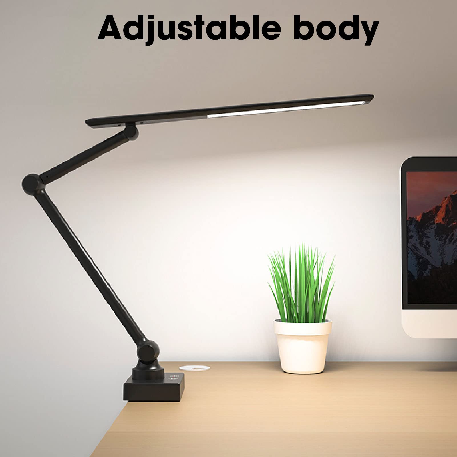 LED Schreibtischlampe, Touch Control Tischlampe Leselampe mit USB Ladeanschluss, 3 Beleuchtungsmodi, Dimmbare Augenschonende Schreibtischleuchte für Zuhause, Büro, Arbeitszimmer