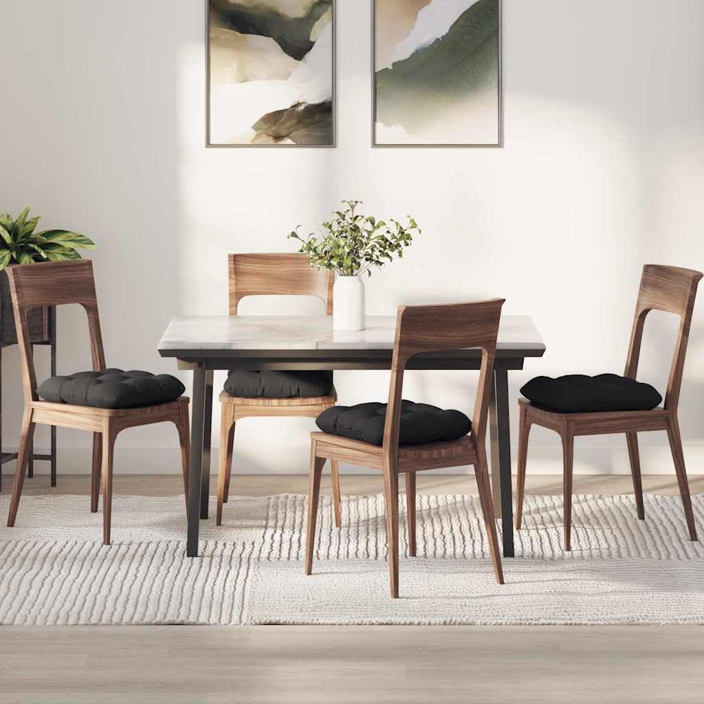 Sitzkissen 4er Set Schwarz 45 x 45 cm, Bequeme Stuhlkissen aus Mikrofaser für Esszimmer und Wohnzimmer, formstabile Dekokissen mit abnehmbarem Bezug und weicher Füllung