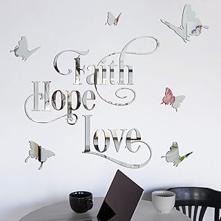 Pegatinas de pared con espejo 3D, diseño de mariposa 3D, de HOLENGS, con diseño de mariposas, desprendibles, con letras mo...