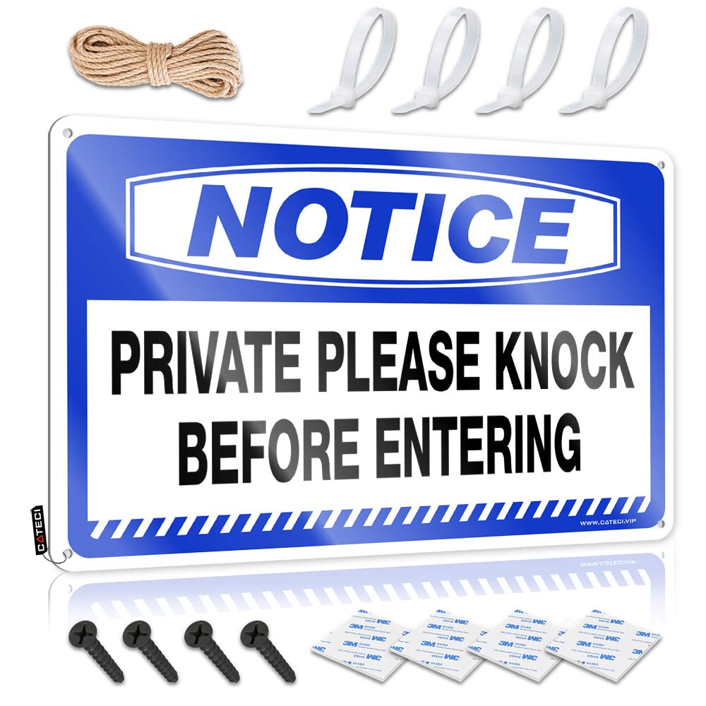 Metal Tin Sign Retro Notice Private Please Knock Before Entering Tin Sign Funny Bar Decor Funny Desk Signs(30X40CM)