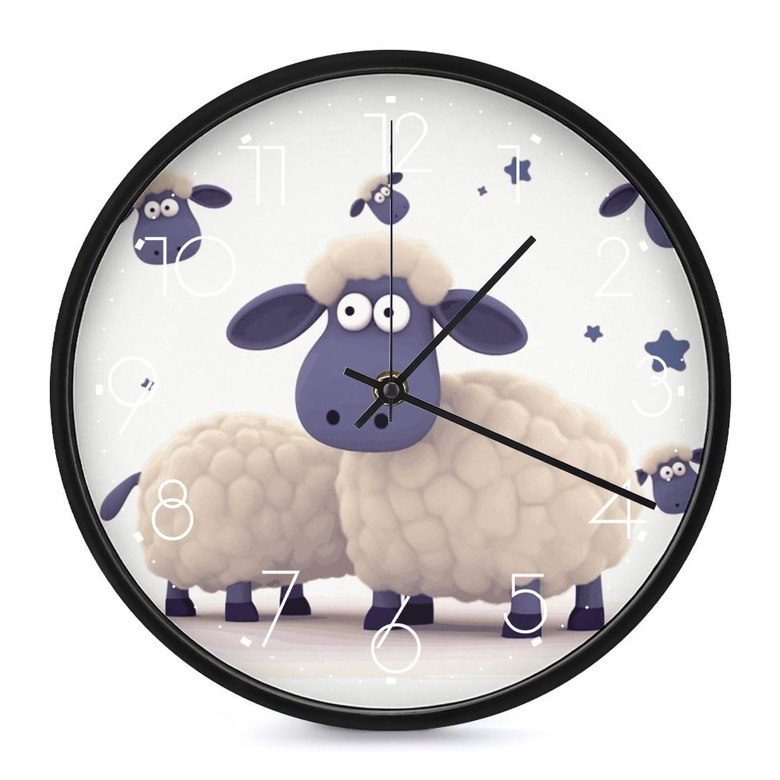 Adfgyerh White-Style Sheep Clock，9.8 Inch Battery Operated Wall Clock Classic Simple, Decorative Wall Clock.analog Clock For Kitchen Office Bathroom Bedroom.