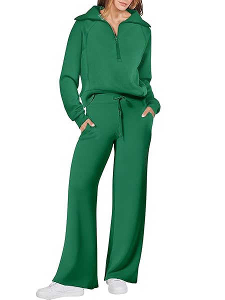 ANRABESS Women 2 Piece Outfits 2025 Fall Fashion Airport Wide Leg Pants Lounge Set Leisure Travel Vacation Clothes Sweatsuits
