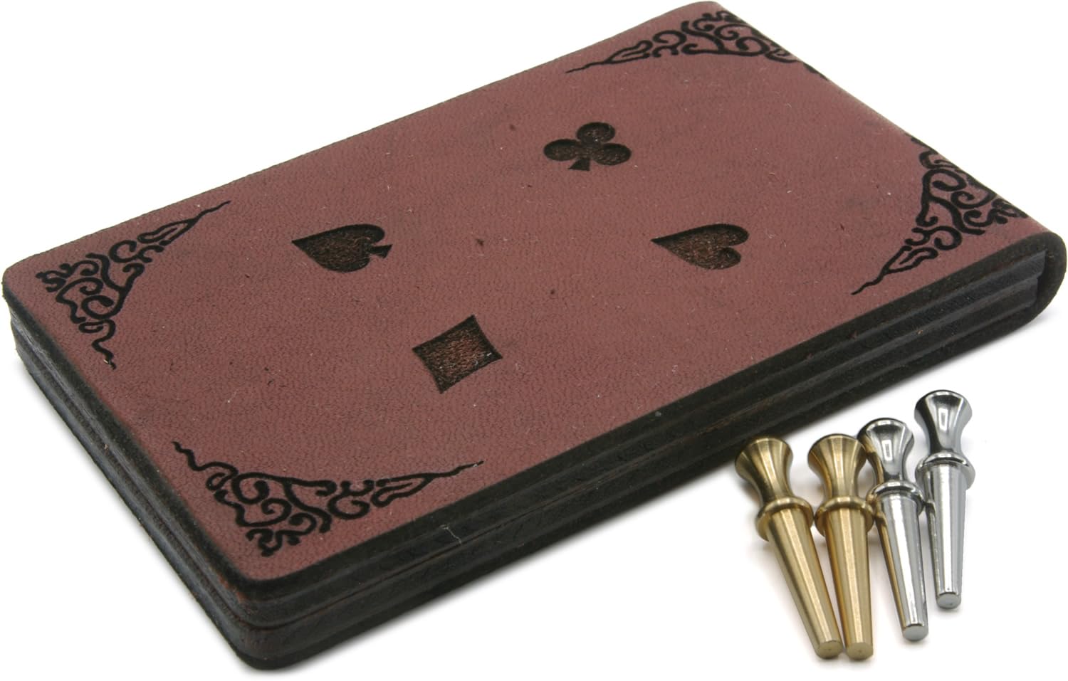 Brimtoy Leather and Mahogany folding cribbage board