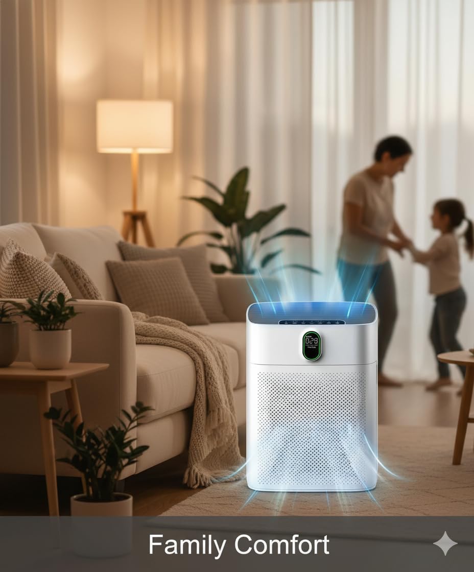 Luftreiniger – TikTok-ready Clean Air Upgrade, H13 HEPA gegen Staub, Rauch & Tierhaare, ultra leiser Nachtmodus, stylisches Design für Wohnung, Gaming-Setup & Homeoffice