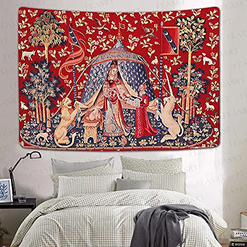 Feasrt European Medieval Royal Tapestry Maiden And Unicorn Tapestry Lady Tapestry, 60X40 Inches Soft Flannelette, For Medieval Art Collection Of Decorative Wall Tapestry Gtqqay1551 #TOP7