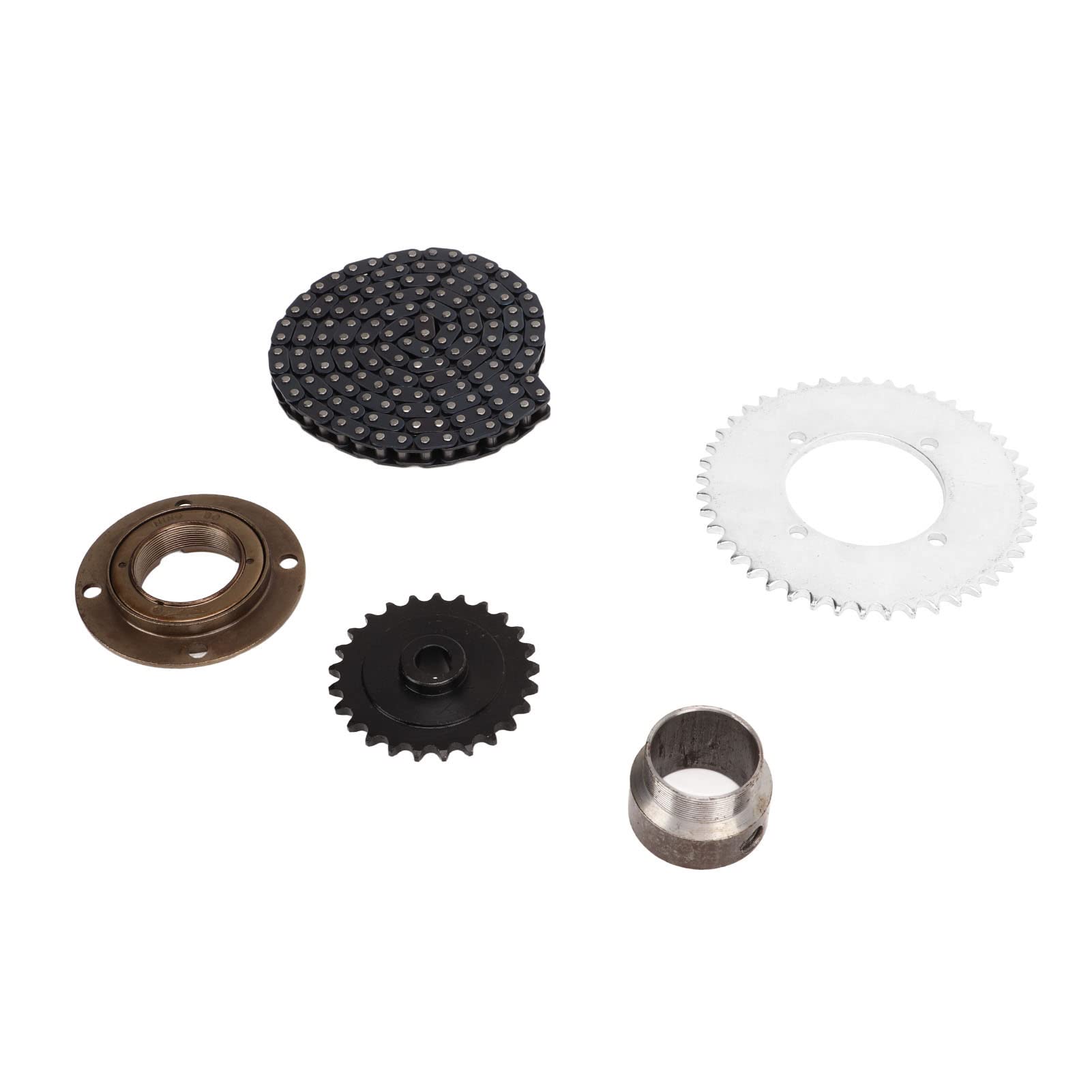 T8F Kettensatz, DIY-Set für Roller, Fahrräder, Motorräder, ATVs und Geländefahrzeuge, 146-gliedrige Kette, Dreiradverbinder, 44- und 25-Zahn-Ritzel, zahnloses Schwungrad
