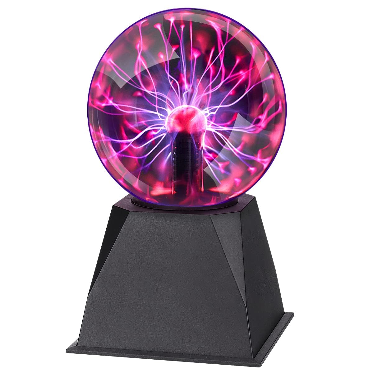 Plasma Ball 5 Inch, Plasma Globe Touch and Sound Sensitive Plasma Lamp Plug in Electric Ball Lamp Science Present for Kids, Decorations, Parties, Bedroom