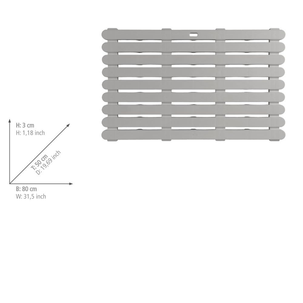 WENKO Griglia da bagno per interni ed esterni, antiscivolo, per bagno, piscina, plastica, 80 x 50 cm, beige