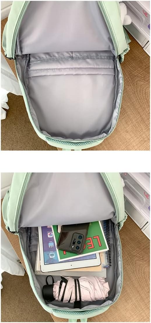 Japanese Kawaii Big Capacity Shcool Bags Aesthetic Travel Laptop with Pendant Cutecore Coquette School Bag for Student (PInk)
