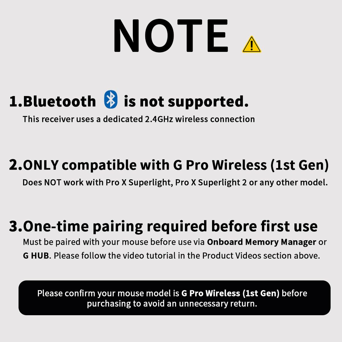 Adattatore ricevitore mouse USB Dongle compatibile con mouse da gioco wireless Logitech G Pro (GPW 1)