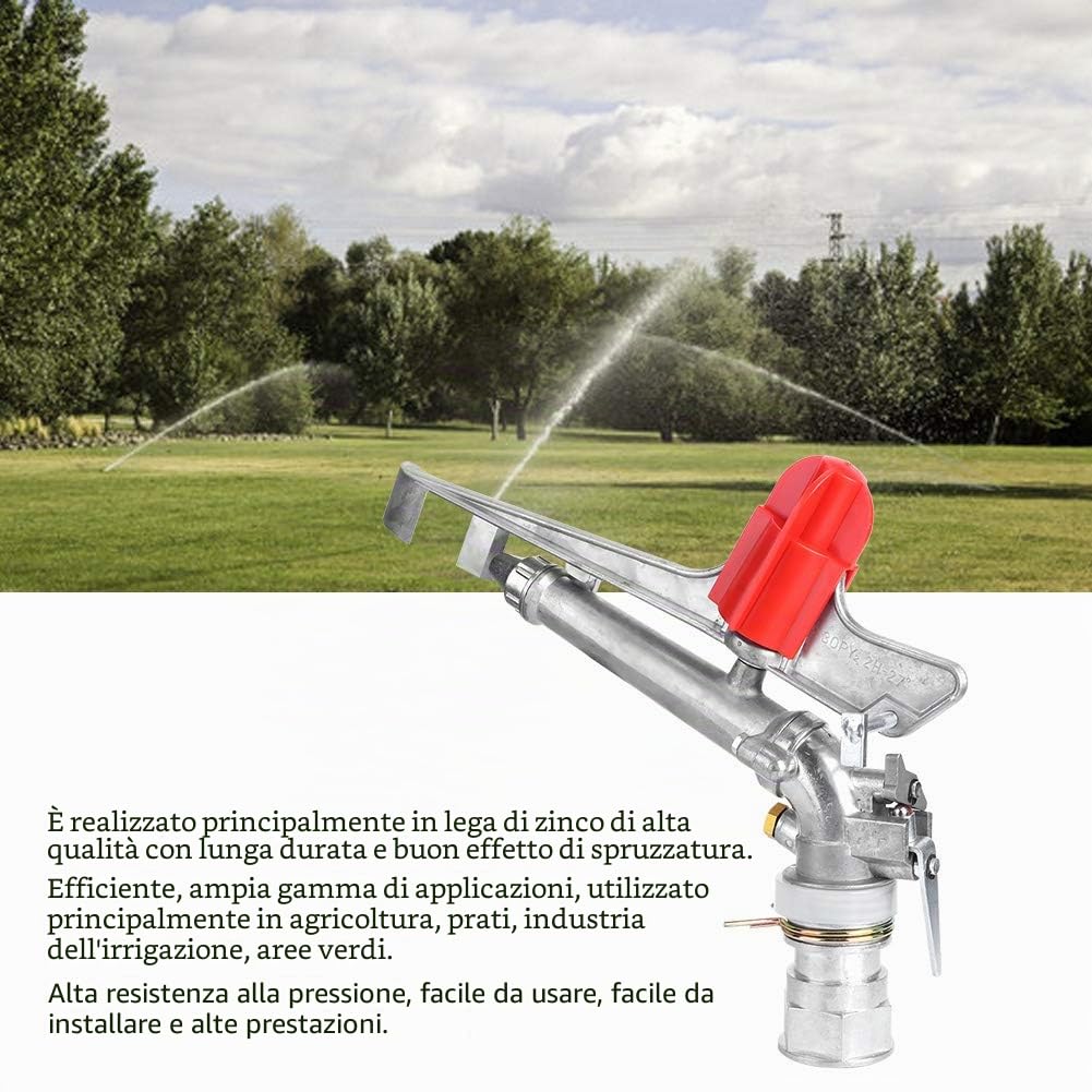 Irrigatore da 1,5 Pollici con Filettatura Femmina, Braccio a Dondolo in Lega e Lega di Rame Placcatura da Giardino per Sistema di Irrigazione Rotante per Prato