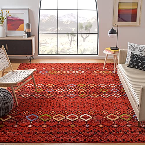 Safavieh Boho Teppich für Wohnzimmer, Esszimmer, Schlafzimmer - Amsterdam Collection, Kurzer Flor, Terrakotta-Rot und Multi, 200 X 200 cm Safavieh Boho Teppich für Wohnzimmer, Esszimmer, Schlafzimmer - Amsterdam Collection, Kurzer Flor, Terrakotta-Rot und Multi, 200 X 200 cm