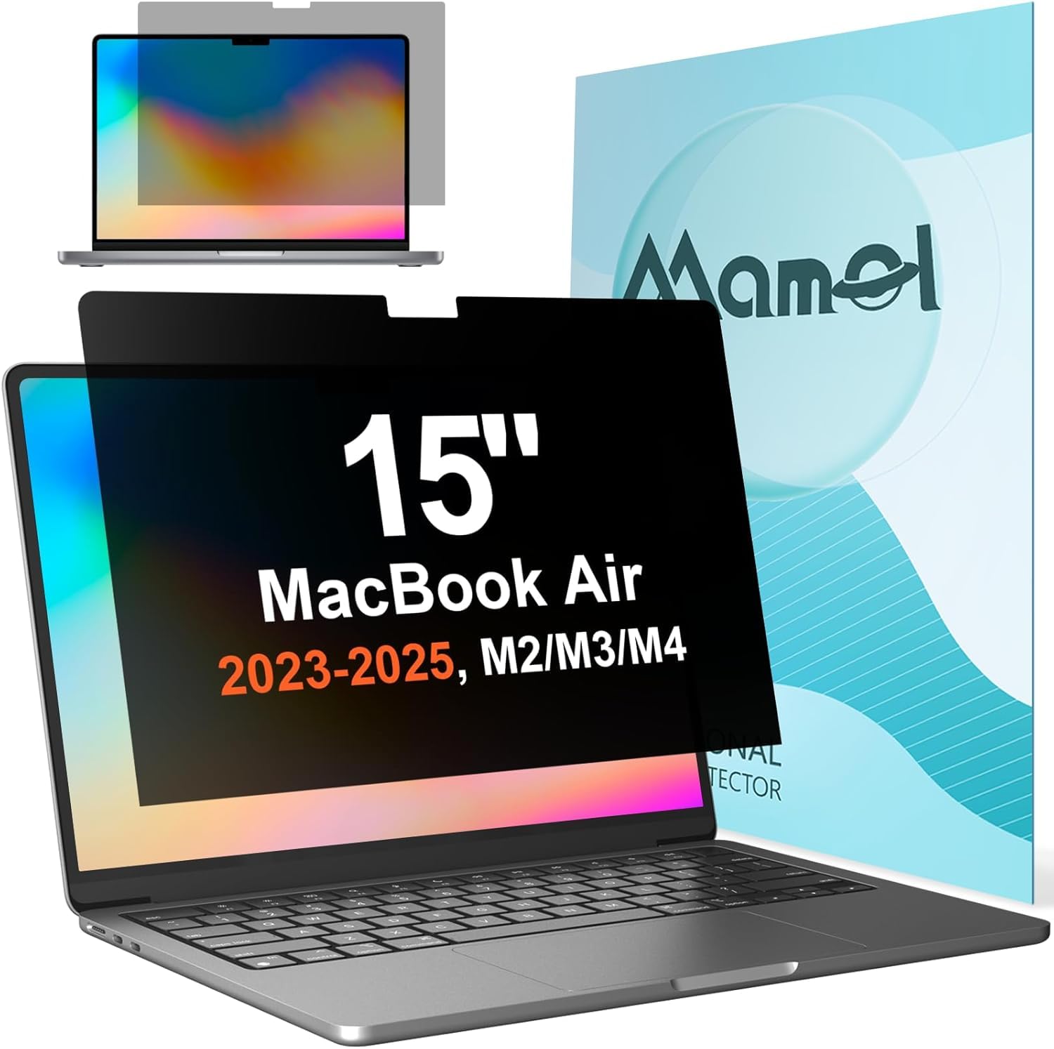 Mamol 360° Privacy Screen for Macbook Pro 13 Inch (2016-2022, M1, M2) & Air 13 inch (2018-2021, M1), Anti Glare Blue Light Filter, Nano No Glue Anti Spy Black Protector for Mac Pro 13'' Laptop — view 16