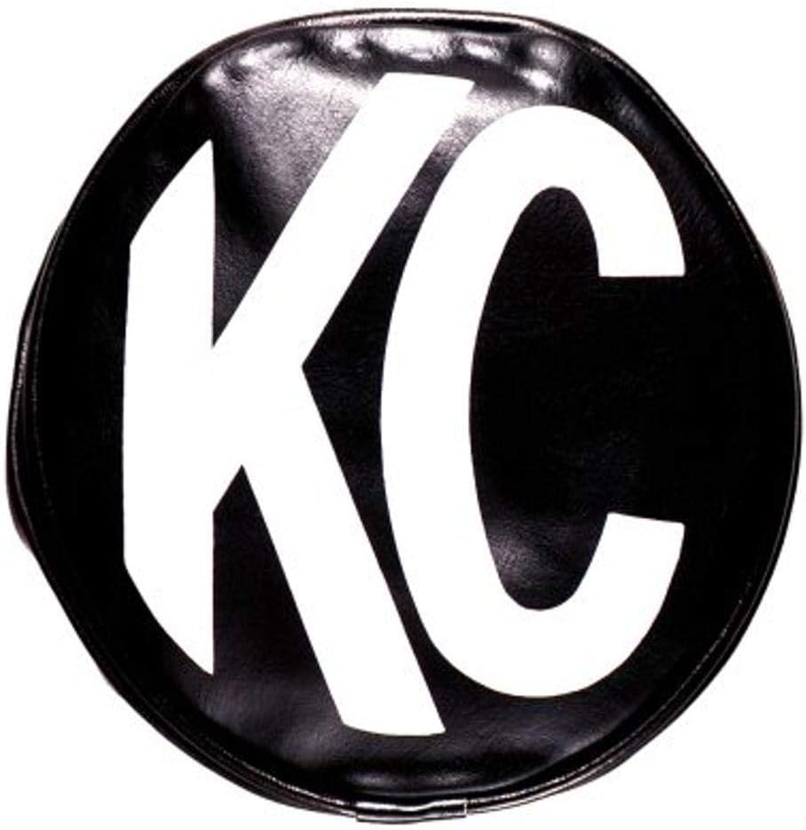 KC HiLiTES 5100 6" Round Black Vinyl Light Cover w/ White KC Logo - Set of 2
