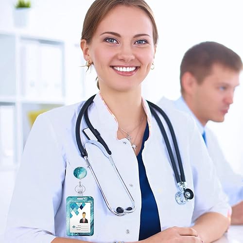 Miniatura 6 de Portatarjetas retráctil con clip de carrete de mosquetón, soporte vertical para tarjetas de identificación con llavero, 1 paquete lindo y moderno