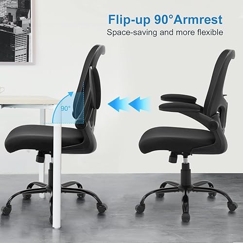 Miniatura 4 de Silla de oficina para el hogar, silla de trabajo ejecutiva para computadora con soporte lumbar de 250 libras, color negro