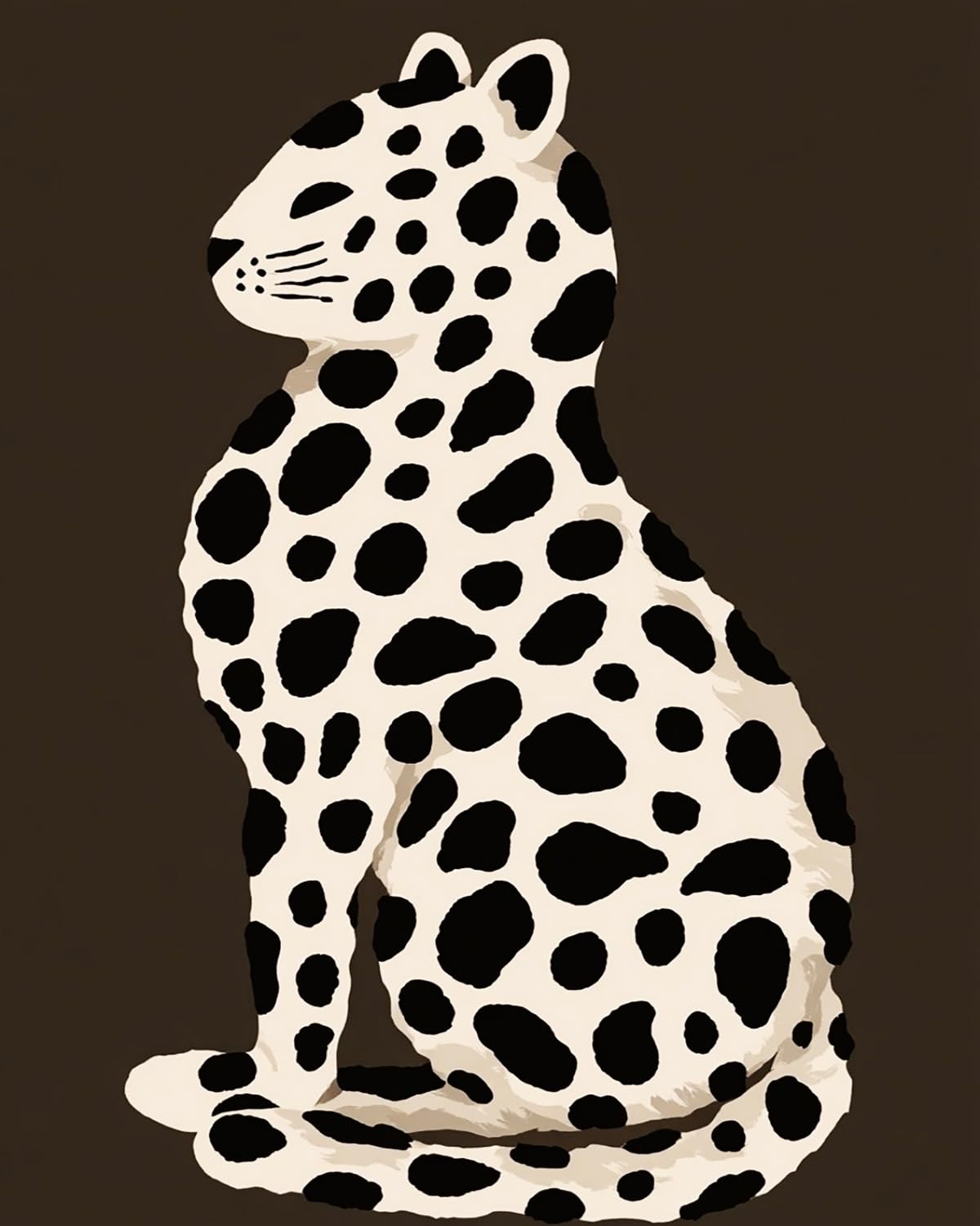 Liubaishi Black And White Paint By Numbers For Adults, Black Spotted Snow Leopard, 40X50 Cm Acrylic Canvas Kit With Brushes And Paints