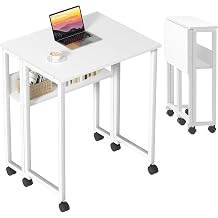 GreenForest Kleiner Schreibtisch Klappbar mit Rollen 80 cm Klappbarer Schreibtisch Platzsparend & Einfache Montage   f r Homeoffice Studenten & kleine R ume Wei
