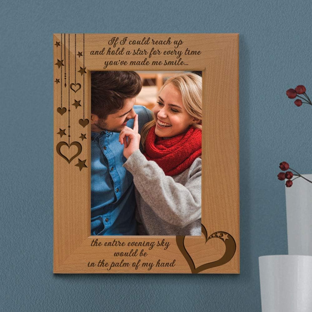 KATE POSH - If I Could Reach up and Hold a Star for Every time You've Made me Smile, The Entire Evening Sky Would be in The Palm of My Hand - Wood Picture Frame (5x7 Vertical)