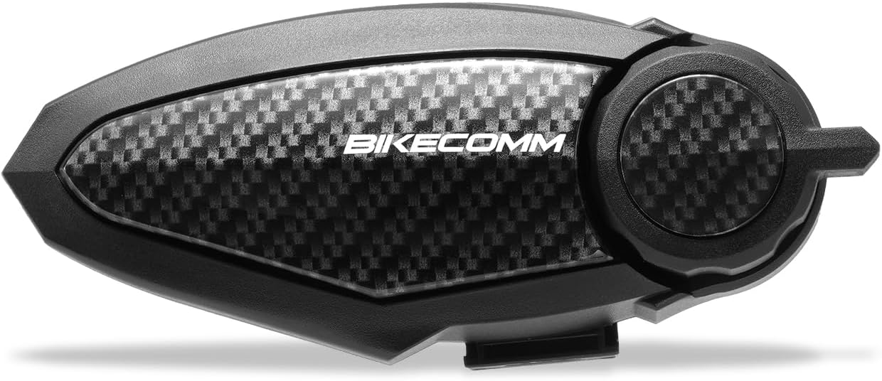 BIKECOMM BK-S2 Motorcycle Bluetooth Headset Intercom – 1200M Range Wireless Speakers - Helmet Communication System, IP67, Carbon