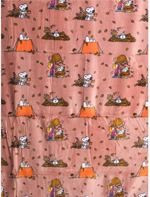 Berkshire Blanket & Home Co. Halloween Throws and Blankets (Pink - Snoopy Camping & Leaves, 60" x 70") - Image 2