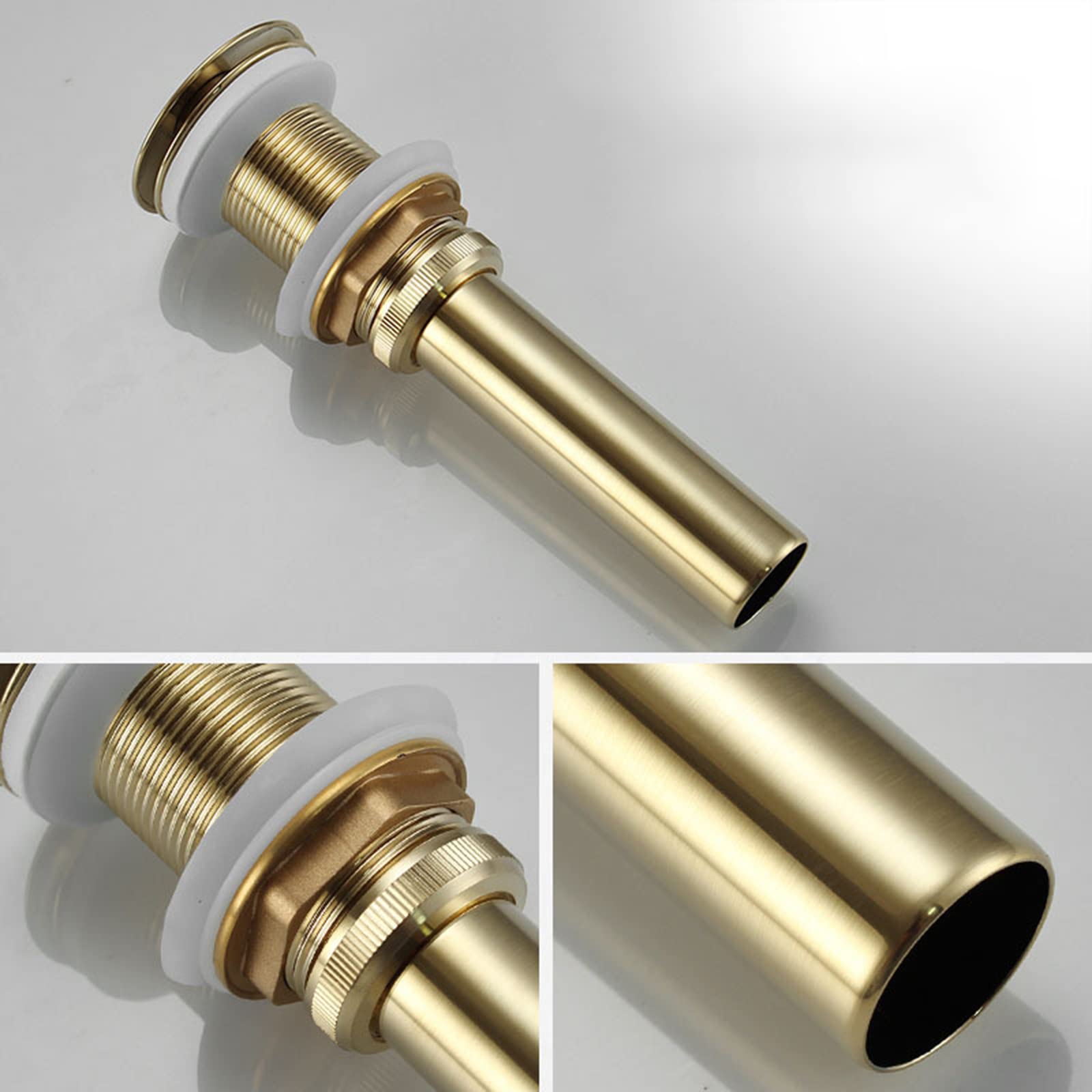 Desague Lavabo Sin Rebosadero,Oro Cepillado,Valvula Lavabo Universal,Valvula Desague Lavabo Click Clack,Desagüe De Rebote,Latón Anticorrosión,Con/sin Orificio De Rebosadero,Oro Cepillado B