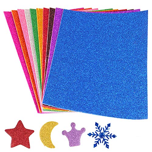 SALEMAR Glitter Foam Sheets Thick Self-Adhesive EVA Craft Papers, Sticky 30 X 20cm Back Paper Sheets 10-Color 2MM Thick Foam Papers for Craft DIY Cutters SALEMAR Glitter Foam Sheets Thick Self-Adhesive EVA Craft Papers, Sticky 30 X 20cm Back Paper Sheets 10-Color 2MM Thick Foam Papers for Craft DIY Cutters