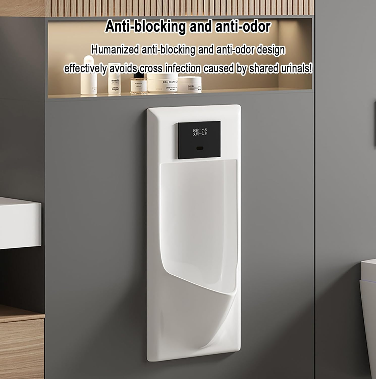 Commercial Washout Urinal,Induction Adult Urinal,Urinals for Men Spill Proof,Commercial Flushing Urinals, Splash-Proof Male Urinal,for Bathrooms, Hotels, Shopping(White,Floor-Standing)