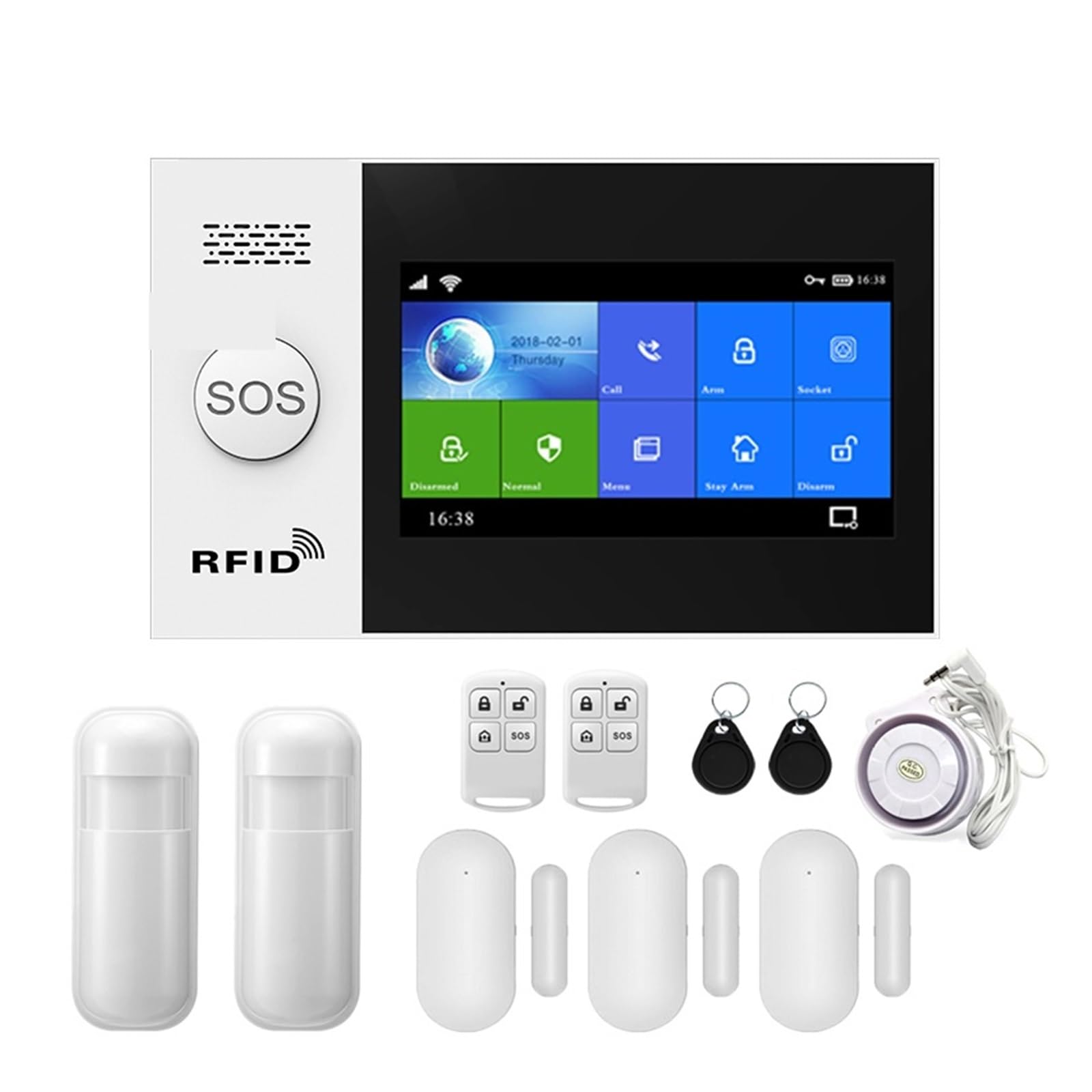 Sistema de Alarma, De Alarma Inteligente Seguridad For Hogar, 4G, gsm, Panel Pantalla Táctil, Kit Inalámbrico con Cámara, Sirena Solar, Sensor Movimiento Puerta(WiFi 4G Package C)