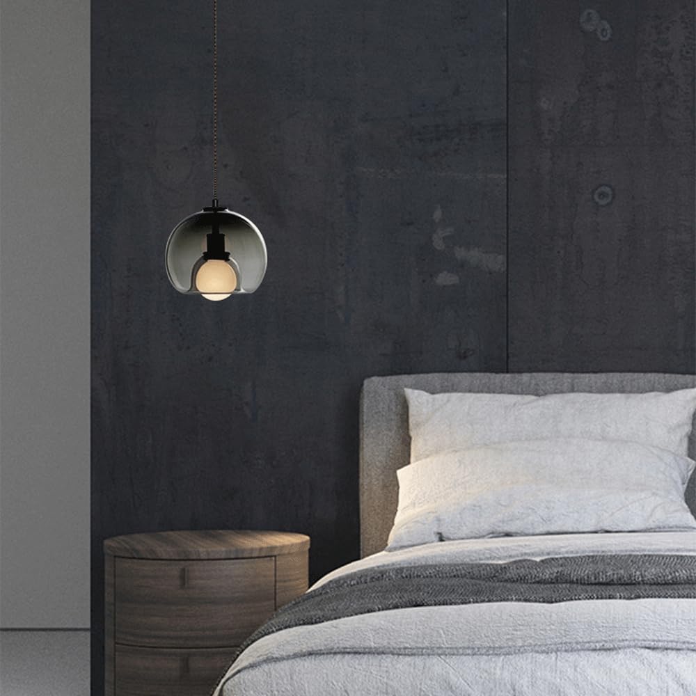 Żyrandol sufitowy do montażu podtynkowego, szklana lampa wisząca w stylu amerykańskim, spersonalizowany klosz lampy wiszącej, jednostronna lampa wisząca z podstawą E27, restauracja z balkonem