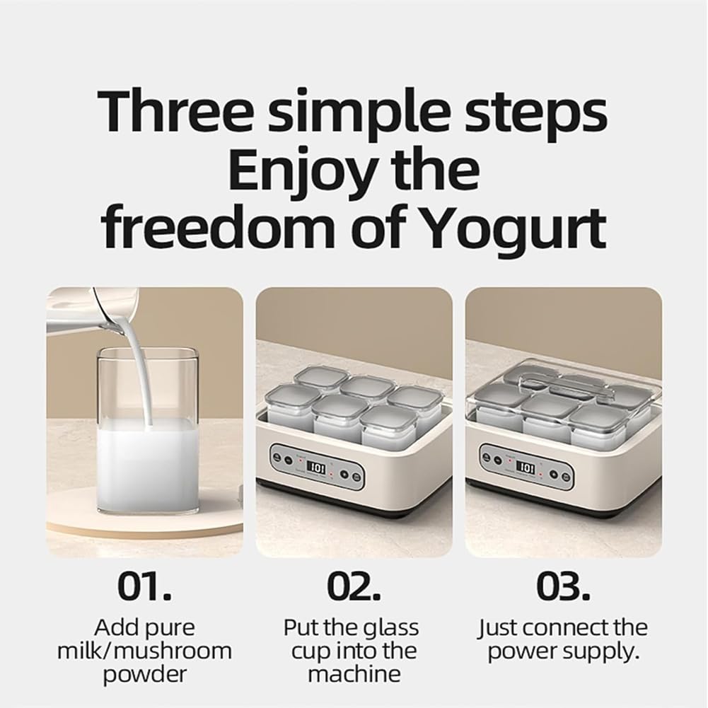 Yogurtera Automática con Control de Tiempo y Temperatura Ajustables, Miniyogurtera Eléctrica para Fermentar Vino de Arroz Natto.