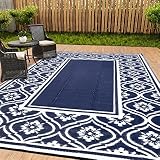 HUGEAR RV Outdoor Rug Waterproof Mat 6'x9' for Patios Clearance Carpet Camping, Large, Plastic Straw