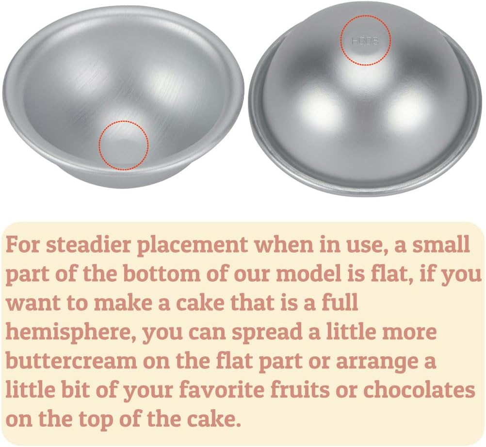 3 inch Dome Caker Pan, Nonstick Soccer Cake Ball Cake Pans Half Ball Caker Aluminum Hemisphere Caker Pan Set Bikini Cake Dessert Pudding Baking