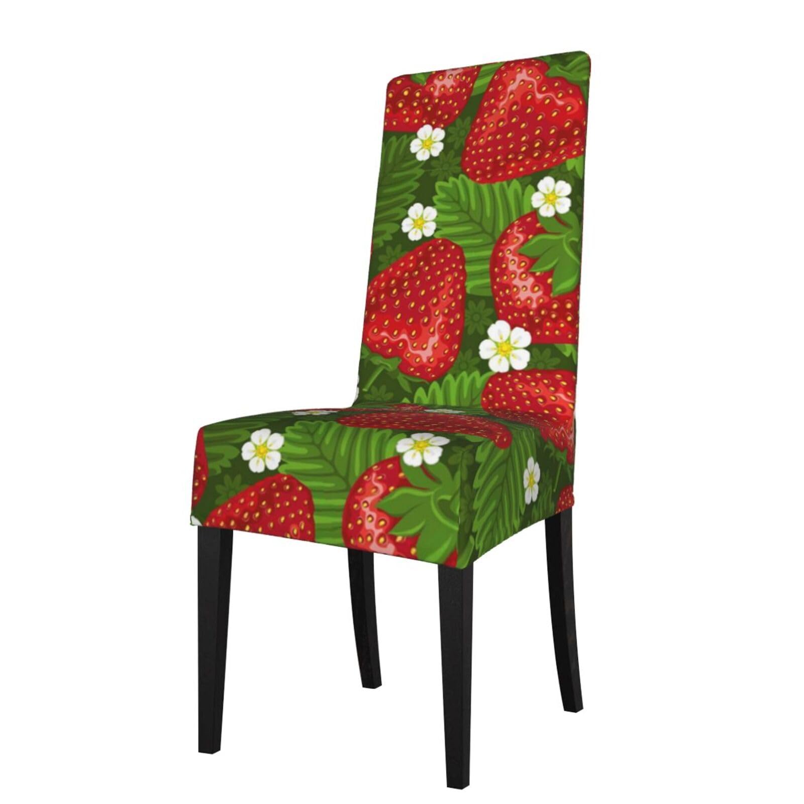 LKYMOH Strawberry And Flower, Chair Covers Stretch Chair Slipcovers for Dining Room, for Party Pet Protection Universal Fit Soft Polyester