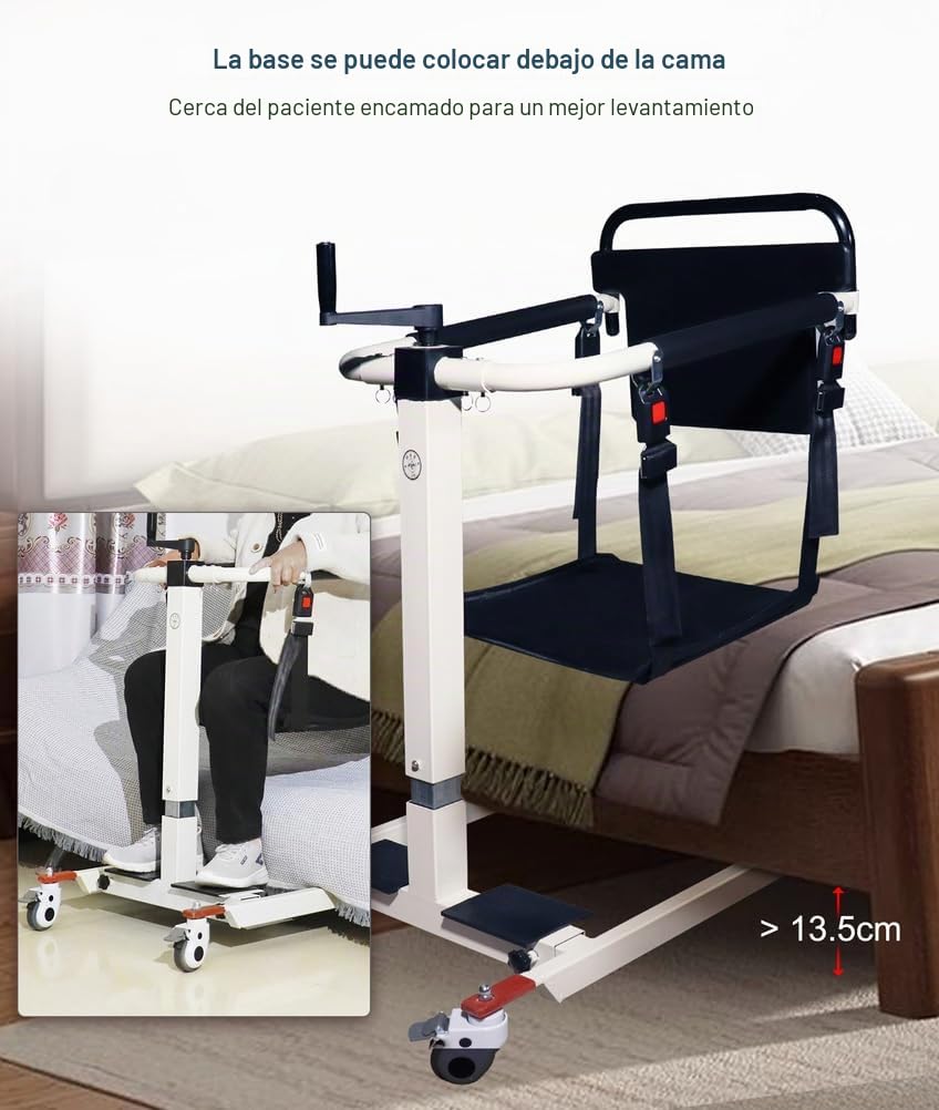 Silla Elevadora de Pacientes 4 en 1 con Altura Ajustable y 4 Ruedas, Silla Multifuncional para el Cuidado Diario de Personas Mayores en el Hogar