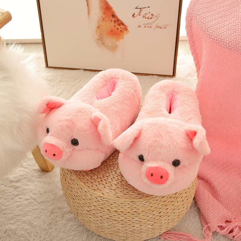 LELEBEAR Pig Slippers-Pig Slippers for Women, Kawaii Piggy Cotton Slippers, Pink Plush Cozy Cute Animal Slippers2