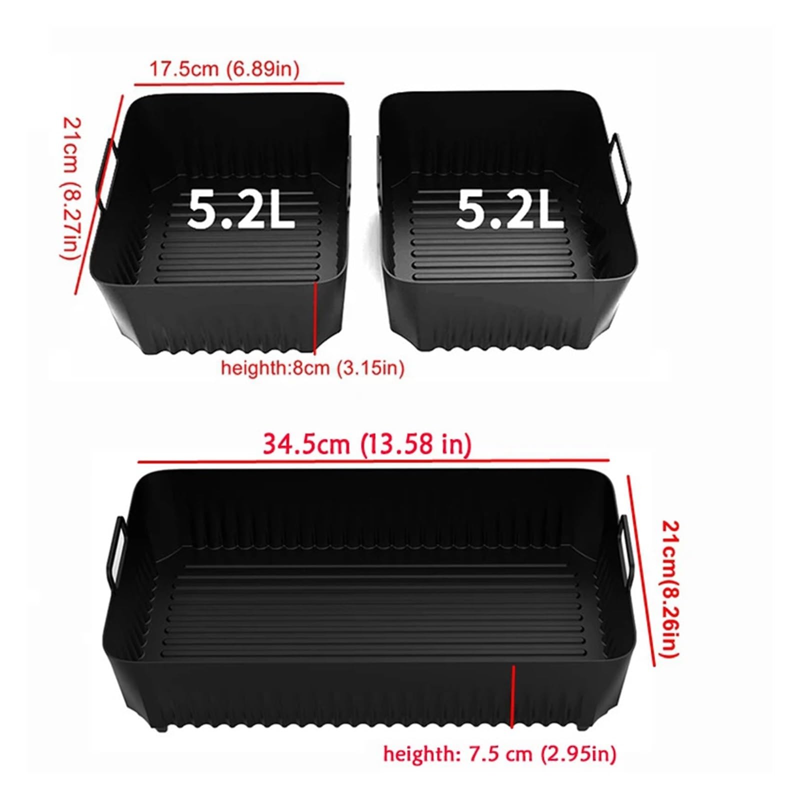 Silikon-Einlage for Luftfritteuse, antihaftbeschichtet, hitzebeständig, leicht zu reinigen, Kochzubehör, Korb, Bratpfanne(3pcs)