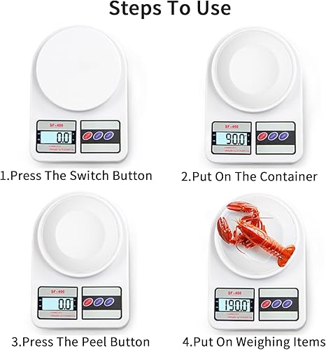 Miniatura 6 de Báscula digital de alimentos para cocina, medición electrónica de peso en gramos y onzas para cocinar, hornear, pérdida de peso con función de tara,