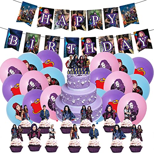 SFODTN Decoraciones de Cumpleaños Descendient, 45 PCS Descendientes Party Supplies, Descendientes...