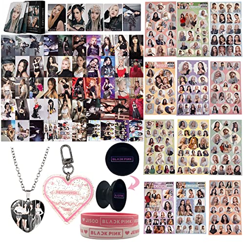 Tulufanskrr BP Accessoire, Black Merchandise Coffret Cadeau, Ensemble cadeau pink pour Blink Fans de BP, Personal Blacpink Coffret Cadeau, Carte Photo K-Pop Kit d'articles de fan
