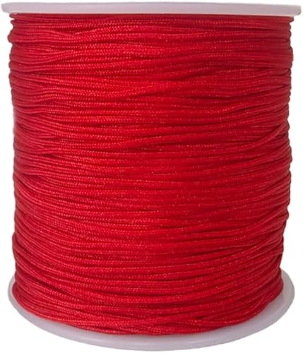 Cordón de nailon de 0.031 in, hilo de ajuste para nudos chinos, collares, joyería, macramé, cuentas, pulseras de 110 yardas (rojo)
