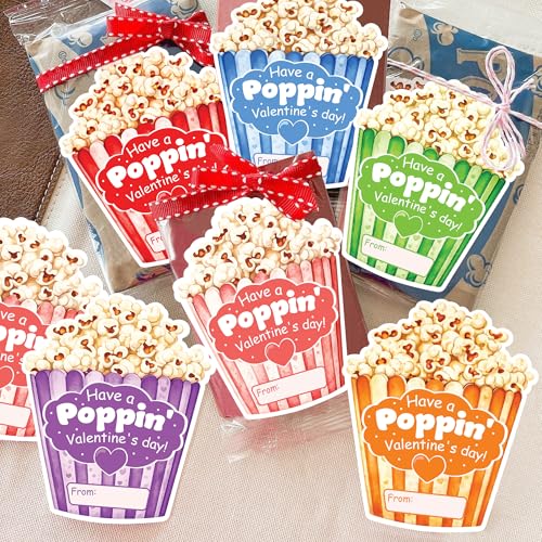 Cadeaux de fête scolaire KATINAT : lot de 24 autocollants de Saint-Valentin avec cartes de vœux