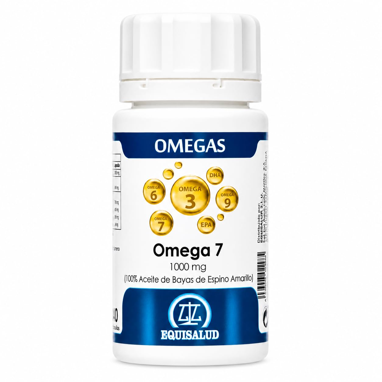 Equisalud - Omega 7 de Aceite de Bayas de Espino Amarillo 1000mg | Hidratación de Piel y Mucosas con Omega 3, 6 y 9 - Cómodo Formato de 40 Perlas