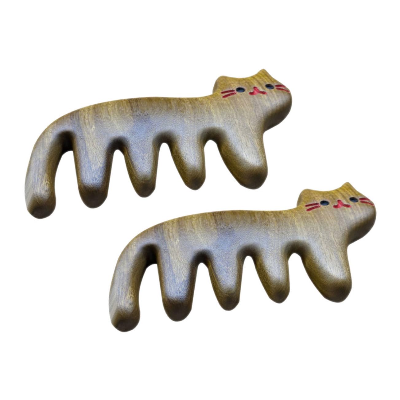Ipetboom 4pièces Peigne De Massage Bois Forme De Chat Peigne Large Pour Démêler Les Cheveux Massage Du Chevelu Pour Types De Cheveux Portable Et Pratique
