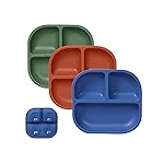 BABELIO Powerful Suction Plates for Baby & Toddler, 100% Food Grade Silicone, Divided, BPA Free, Microwave & Dishwasher Safe