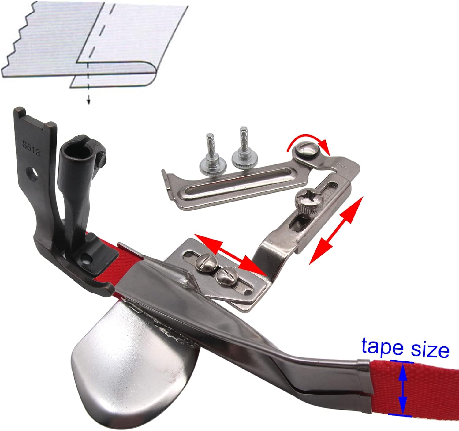 CKPSMS Brand -1SET #KP-19251 Swing Away Single-Fold Binder Set Compatible with/Replacement for JUKI Brand DNU-241 DNU-1541 CONSEW Brand 206RB (Tape Cut Size 5/8")