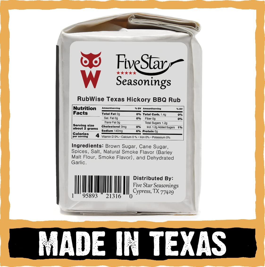 Texas Style Hickory Rub & Brisket Rub by Rubwise | BBQ Rub & Spices for Smoking & Grilling | Dry Rubs | Great on Brisket, Steaks, Ribs, Burgers, Chicken, Pork & Turkey (1lb each)