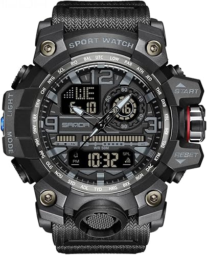 AIMES Mens Watches Sports Outdoor Waterproof Military Watch for Men Tactical Watch Analog Digital Date Alarm Stopwatch Multi-Function Tactics Big