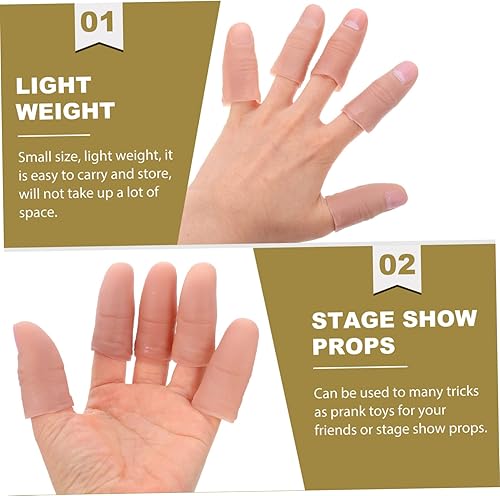Miniatura 9 de NUOBESTY Punta de pulgar falso, dedos falsos para dedos falsos, cubiertas creativas para dedos de mago, accesorios de trucos, 20 piezas (S)