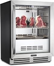 Klarstein Kühlschrank, Reifeschrank Dry-Aged, 1 Zonen Kühlschrank mit Glastür, für In- und Outdoor mit LED-Beleuchtung, Freistehend oder Einbaukühlschrank, Temperaturbereich, 1-25 °C, 98 L